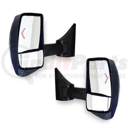 Velvac 717559 2020XG Mini-LEM Mirror System - GMC 2020XG Deluxe Head, Camera, Black, Signal, 102" W, Pair