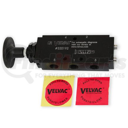 Velvac 320192 Manual Push/Pull Valve, Four-Way 3-Position Valve with Center Exhaust Filter