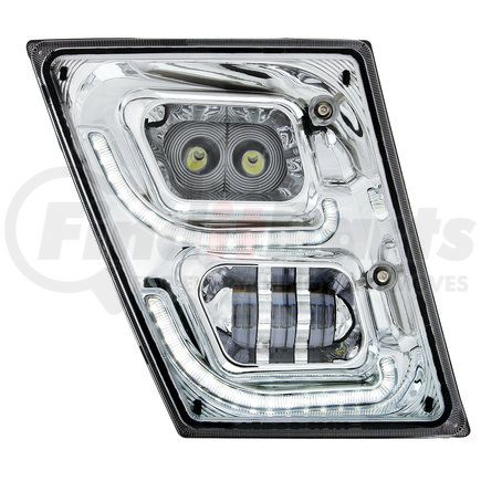 United Pacific 32595 Chrome High Power LED Fog Light With LED DRL & Position Light for 2003-2017 Volvo VN/VNL - Passenger