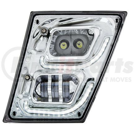 United Pacific 32594 Chrome High Power LED Fog Light With LED DRL & Position Light for 2003-2017 Volvo VN/VNL - Driver