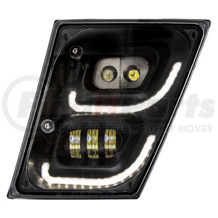 United Pacific 32596 "Blackout" High Power LED Fog Light w/ LED DRL & Position Light for 2003-2017 Volvo VN/VNL - Driver