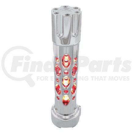 United Pacific 70741 Chrome "Austin" 9/10 Speed Gun Cylinder Gearshift Knob w/ High Power LED - Red