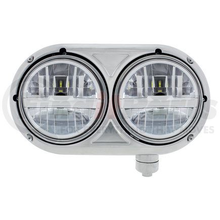 United Pacific 32784 Headlight - Dual 5.75" LED, w/ Chrome Cross Bar & SS Housing For Peterbilt 359 - Passenger Side
