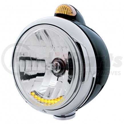 United Pacific 32044 Black Guide 682-C Headlight H4 with 10 Amber LED and Dual Mode LED Signal