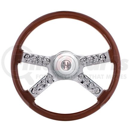 United Pacific 88184 18" Wood Steering Wheel for 2006+ Peterbilt and 2003+ Kenworth Trucks with Hub and Skull Accent