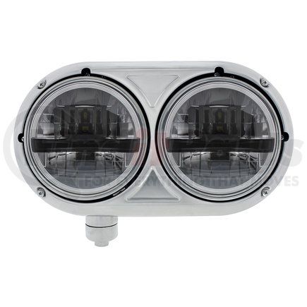 United Pacific 32785 Headlight - Dual 5.75" LED, w/ Black Cross Bar & SS Housing For Peterbilt 359 - Driver Side
