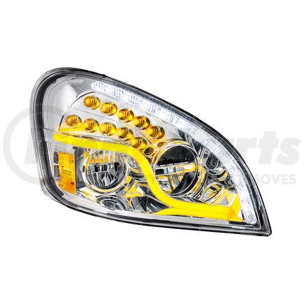 United Pacific 35791 High Power LED Chrome Headlight w/ LED DRL & LED Turn Signal For 2008-2017 FL Cascadia - Passenger
