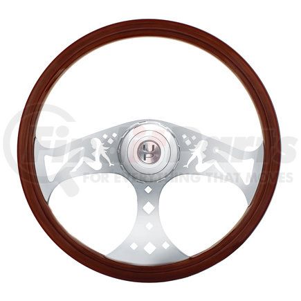 United Pacific 88182 18" Lady Style Wood Steering Wheel for 2006+ Peterbilt and 2003+ Kenworth Trucks