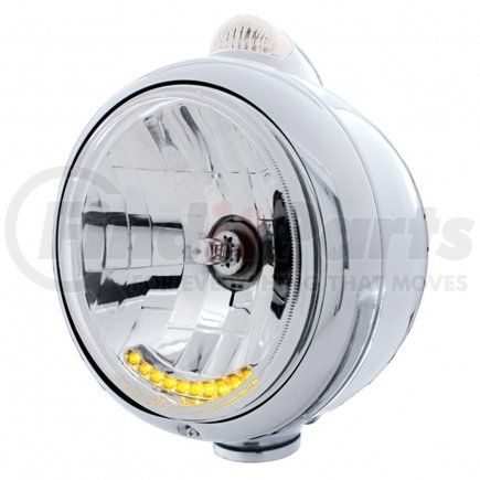 United Pacific 32041 Chrome Guide 682-C Headlight H4 w/ 10 Amber LED & Dual Mode LED Signal - Clear Lens