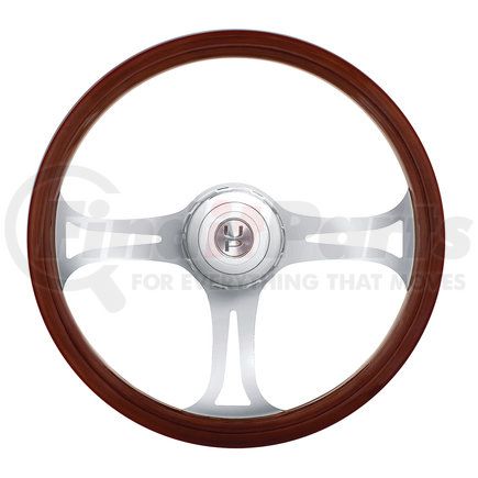 United Pacific 88183 18" Blade Style Wood Steering Wheel for 2006+ Peterbilt and 2003+ Kenworth Trucks