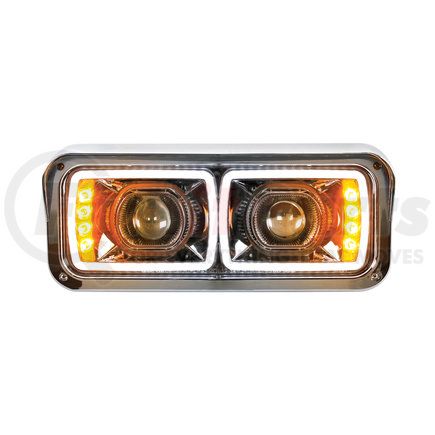 United Pacific 31156 High Power LED "Blackout" Projection Headlight w/ LED Turn Signal & Position Light Bar - Driver