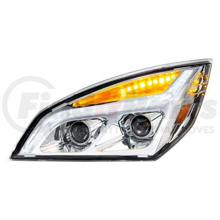 United Pacific 35819 Chrome LED Projection Headlight with LED Position Light for 2018-2020 Freightliner Cascadia - Driver