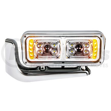 United Pacific 35775 10 High Power LED "Chrome" Projection Headlight Assembly With Mounting Arm - Driver Side