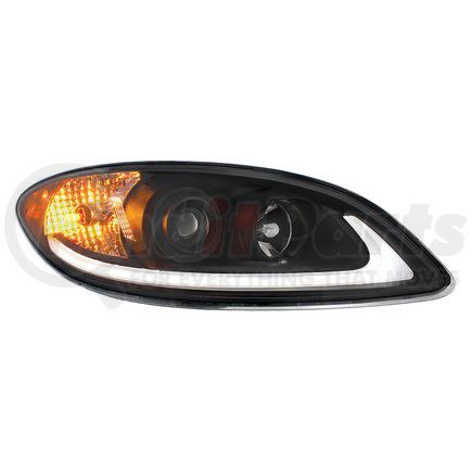 United Pacific 31184 Black Projection Headlight With LED Light Bar For International Prostar - Passenger