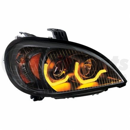 United Pacific 31225 Headlight - "Blackout" Projection, w/ Dual Function Light Bar For 2001-2020 Freightliner Columbia - Passenger Side
