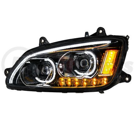 United Pacific 35773 "Blackout" LED Headlight With LED Turn Signal and LED Position Light Bar For 2008-2017 Kenworth T660 - Driver Side