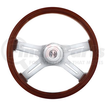 United Pacific 88178 18" 4-Spoke Style Wood Steering Wheel for 2006+ Peterbilt and 2003+ Kenworth Trucks