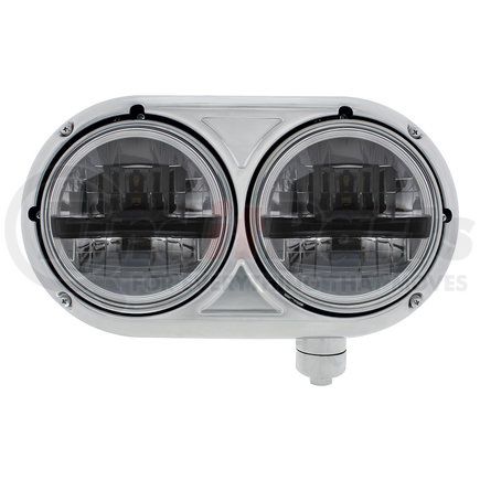United Pacific 32786 Headlight - Dual 5.75" LED, w/ Black Cross Bar & SS Housing For Peterbilt 359 - Passenger Side