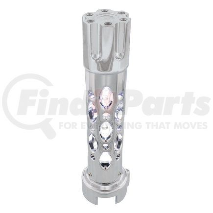 United Pacific 70727 Chrome "Austin" 13/15/18 Speed Gun Cylinder Gearshift Knob w/ High Power LED - White