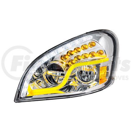 United Pacific 35790 High Power LED Chrome Headlight w/ LED DRL & LED Turn Signal For 2008-2017 FL Cascadia - Driver