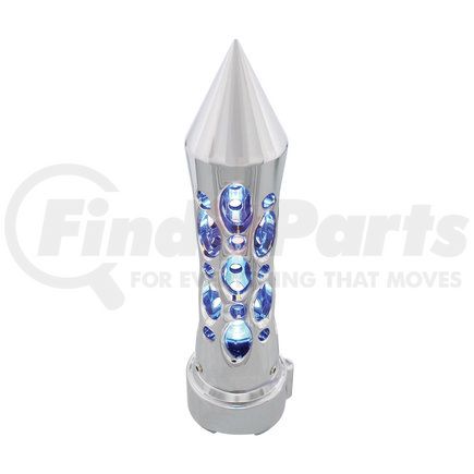 United Pacific 70730 Chrome "Daytona" 9/10 Speed Spike Gearshift Knob w/ High Power LED - Blue