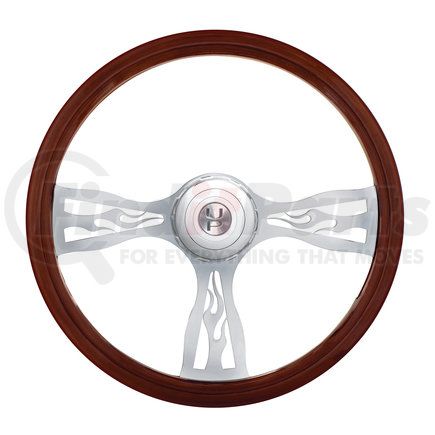 United Pacific 88139 18" Chrome Flame Steering Wheel w/ Hub For Peterbilt 1998 -2005, Kenworth 2001 -2002