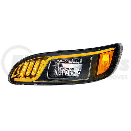 United Pacific 31073 "Blackout" High Power LED Headlight w/ LED Turn, Position, & DRL For 2008+ PB 386/387- Driver