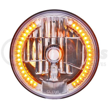 United Pacific 31378 Headlight - 7" Round, Crystal, w/ 34 Amber LED Position Light