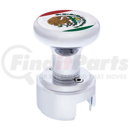 United Pacific 70794 Chrome 13/15/18 Speed Thread-on Gearshift Knob with Adapter - Mexico Flag