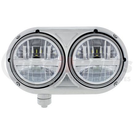 United Pacific 32783 Headlight - Dual 5.75" LED, w/ Chrome Cross Bar & SS Housing For Peterbilt 359 - Driver Side