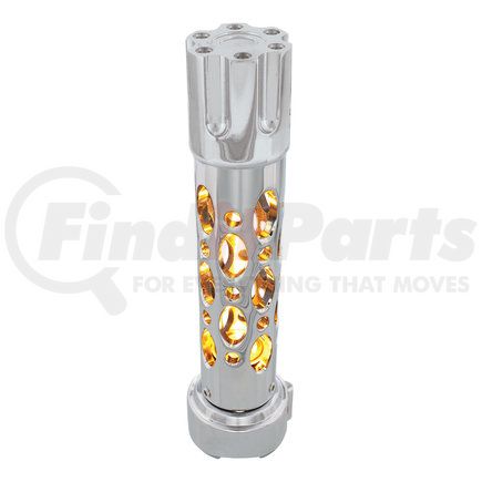 United Pacific 70740 Chrome "Austin" 9/10 Speed Gun Cylinder Gearshift Knob w/ High Power LED - Amber