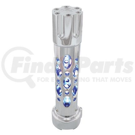 United Pacific 70742 Chrome "Austin" 9/10 Speed Gun Cylinder Gearshift Knob w/ High Power LED - Blue