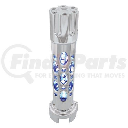 United Pacific 70726 Chrome "Austin" 13/15/18 Speed Gun Cylinder Gearshift Knob w/ High Power LED - Blue