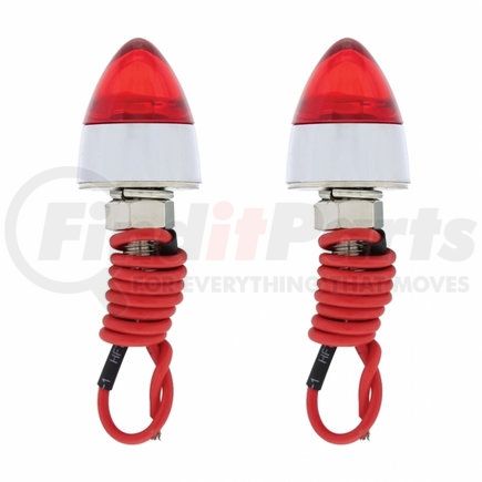 United Pacific 10867 LED Bullet License Plate Fastener - Red (2 Pack)