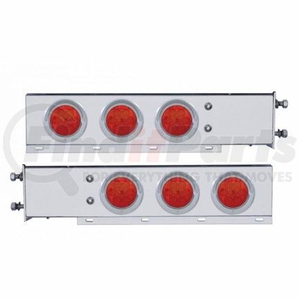 United Pacific 61730 2.5" Bolt Pattern SS Spring Loaded Bar w/ 6X 4" 7 LED Lights & Visors - Red LED & Lens