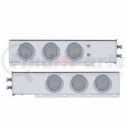 United Pacific 61805 2" Bolt Pattern Stainless Steel Spring Loaded Bar w/ 6X 36 LED 4" Lights & Visors - Red LED/Clear Lens