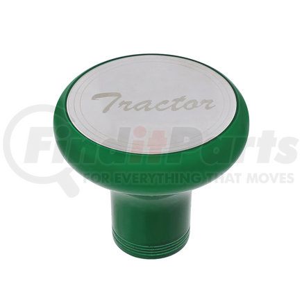 United Pacific 22965 "Tractor" Deluxe Aluminum Screw- On Air Valve Knob w/ Stainless Plaque - Emerald Green