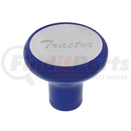 United Pacific 22964 "Tractor" Deluxe Aluminum Screw- On Air Valve Knob w/ Stainless Plaque - Indigo Blue