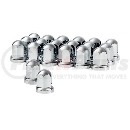 United Pacific 10058 33mm X 2 7/16" Chrome Plastic Standard Nut Cover w/ Flange - Push-On (20 Pack)