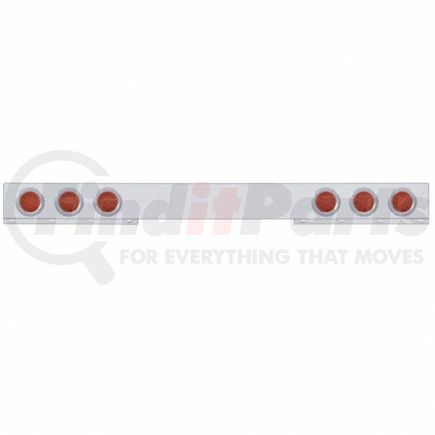 United Pacific 62411 Chrome 1 Piece Rear Light Bar w/ Six 12 LED 4" Reflector Lights & Bezels - Red LED/Red Lens