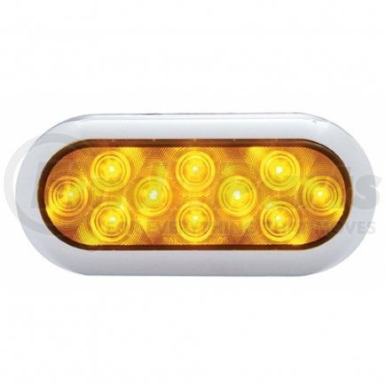 United Pacific 38901 10 LED 6" Oval Flange Mount Turn Signal Light w/ Bezel - Amber LED/Amber Lens