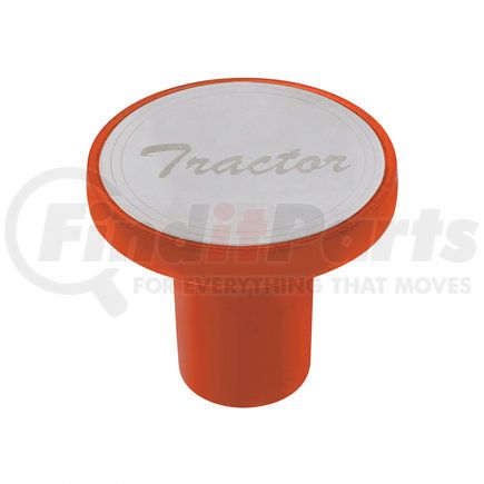 United Pacific 22981 "Tractor" Aluminum Screw- On Air Valve Knob w/ Stainless Plaque - Cadmium Orange