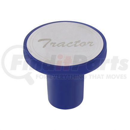 United Pacific 22979 "Tractor" Aluminum Screw- On Air Valve Knob w/ Stainless Plaque - Indigo Blue