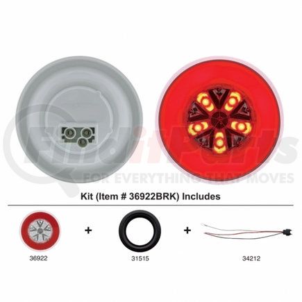 United Pacific 36922BRK 18 LED 4" "GLO" Stop, Turn & Tail Light Kit - Red LED/Red Lens