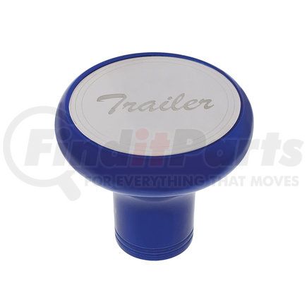 United Pacific 22969 "Trailer" Deluxe Aluminum Screw- On Air Valve Knob w/ Stainless Plaque - Indigo Blue