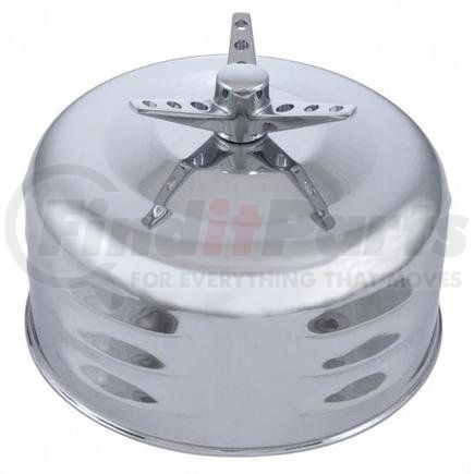 United Pacific A6297 2-5/16" Single Barrel Chrome Short Neck Mushroom Louvered Air Cleaner with 3-Wing Screw