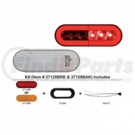 United Pacific 37129BAK 22 LED 6" Oval "GLO" Turn Signal Light Kit - Amber LED/Amber Lens