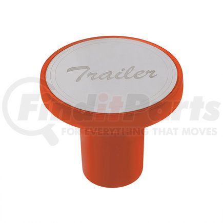 United Pacific 22986 "Trailer" Aluminum Screw- On Air Valve Knob w/ Stainless Plaque - Cadmium Orange