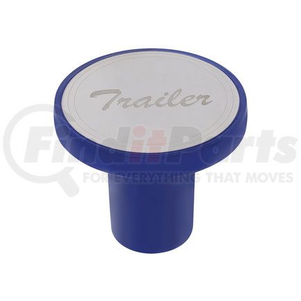 United Pacific 22984 "Trailer" Aluminum Screw- On Air Valve Knob w/ Stainless Plaque - Indigo Blue