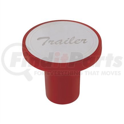 United Pacific 22987 "Trailer" Aluminum Screw- On Air Valve Knob w/ Stainless Plaque - Candy Red